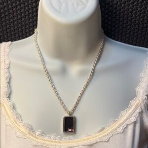 Tommy Hilfiger Black and Silver Pendant Necklace